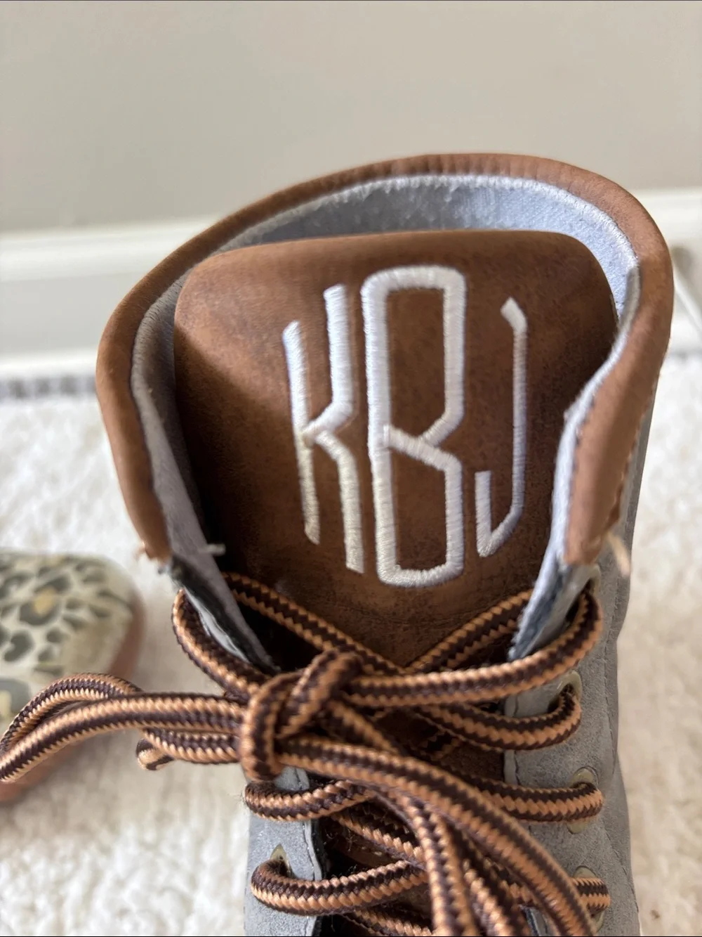Marleylilly Women's Gray and Brown Leopard-Print Duck Boots